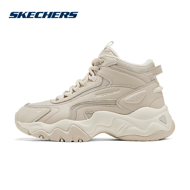 Skechers Women's Shoes Autumn and Winter New Retro Dad Shoes Thick-Soled Fleece-Lined High-Top Sneakers 168015