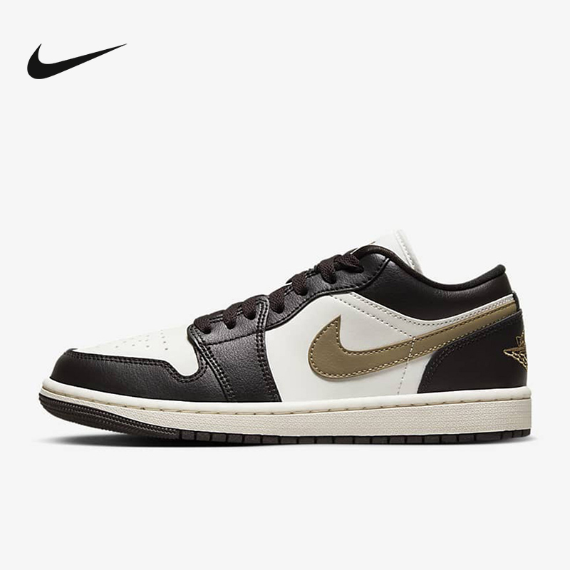 Nike Women's New Air Jordan 1 Aj1 White and Brown Low-Top Retro Sneakers Basketball Shoes Dc0774-200 Nike Women's New Air Jordan 1 Aj1 White and Brown Low-Top Retro Sneakers Basketball Shoes Dc0774-200