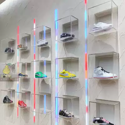 Clothing store women's clothing store display shoe box storage box anti-oxidation transparent plastic acrylic net red hanging on the wall