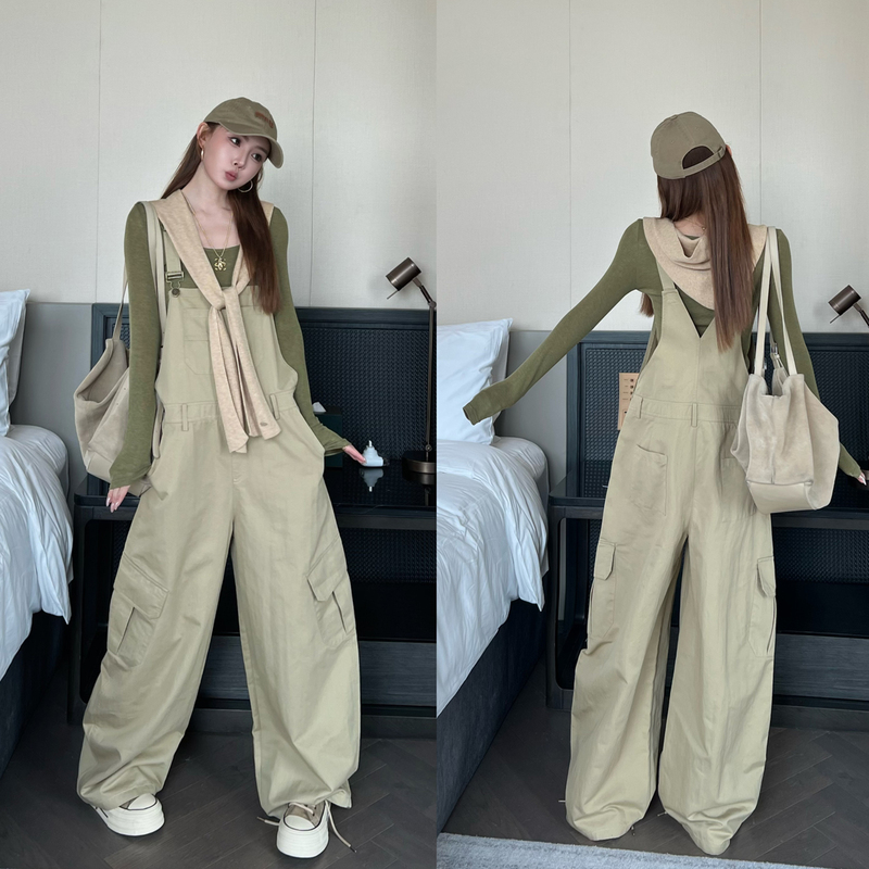 Sg/Yang Yishan Fw American Retro Style Loose Straight-Leg Age-Reducing Casual Workwear Jumpsuit for Women in Autumn
