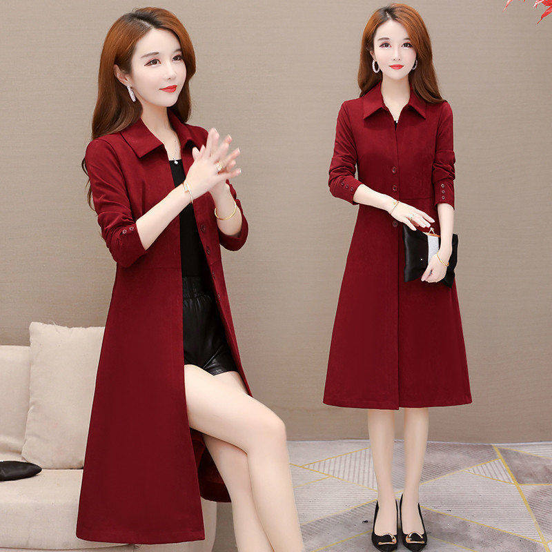 Winewear woman medium long version 2020 Spring autumn new popular fashion temperament small child over knee coat woman dress jacket
