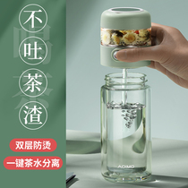 Double-layer glass cute super cute ladies anti-scalding 2021 new good-looking tea cup with lid large-capacity water cup