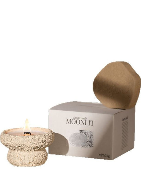 Aromatherapy hand candle flower-shaped cement cup soy wax wood core gift box crystal stone indoor home bedroom diffuser