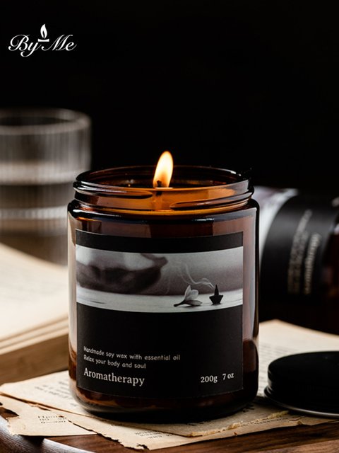 Byme Aromatherapy Series Large Brown Cup Soy Wax Scented Candle Home Bedroom Smokeless Candle Tabletop Decoration