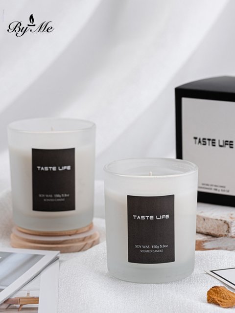 Fireless Aromatherapy Candle in Glass Cup for Bedroom, Sea Salt, Handmade Soy Wax, White Tea, Wooden Lid, Smokeless, Long-Lasting Fragrance, Gift