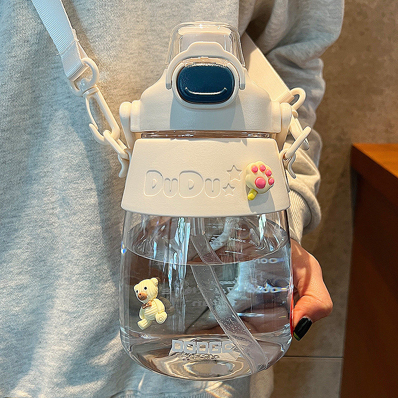 Big belly water cup female summer high value girls ton barrel straw cup male tritan sports kettle large capacity