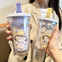Korean version of water Cup sip Cup simple office students portable creative trend coffee cup children cute girl heart