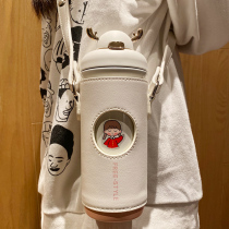 High-end large capacity thermos cup female simple student antler straw water Cup portable girl heart cute Cup creativity