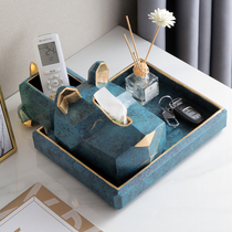 Multifunctional remote control accommodating pendulum light lavish and creative paper towel box Living room Desktop finishing tea table tray Tray