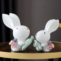 Nordic Wind Ceramics Rabbit Healing Ensemble Small Pendulum cute modern minimalist wine cabinet Living room Merchants Creativity Decorations