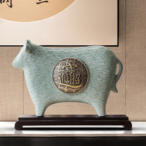 Office Bull turning dry Kun swing pieces Treasure House Ceramics Tabletop Handicraft Modern Light Extravagant and Ancient Rack Decorations