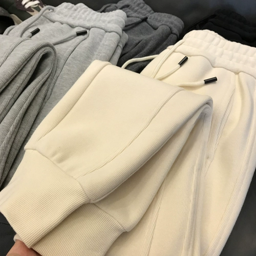 Хлопковые демисезонные штаны для отдыха, утепленные леггинсы, коллекция 2023, оверсайз, свободный крой