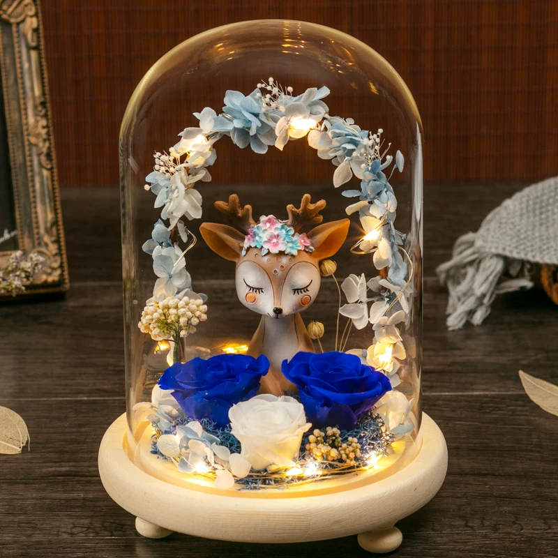 Подарочная коробка с засушенным цветком, стеклянная крышка, украшение на День Святого Валентина, подарок девушке, подарок жене, подарок на день рождения лучшей подруги, засушенные розы
