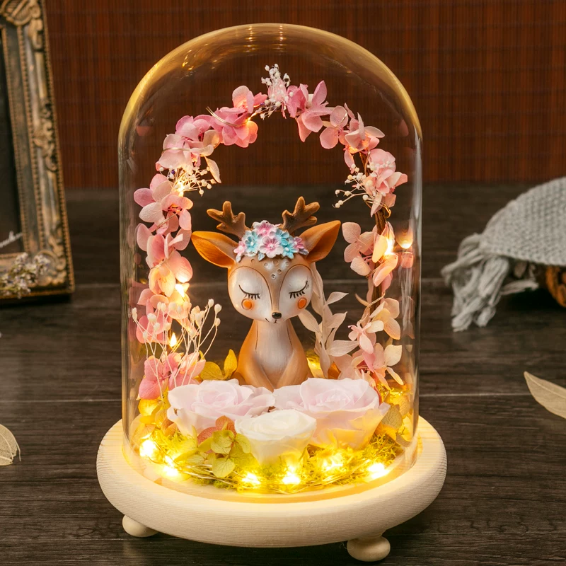 Подарочная коробка с засушенным цветком, стеклянная крышка, украшение на День Святого Валентина, подарок девушке, подарок жене, подарок на день рождения лучшей подруги, засушенные розы