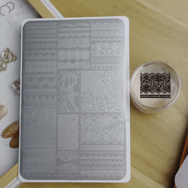 Nail Art Printing New Versatile Lace Floral French Pattern Mold Nail Template Transfer Stamp Tool Steel Plate Nail Art Printing New Versatile Lace Floral French Pattern Mold Nail Template Transfer Stamp Tool Steel Plate