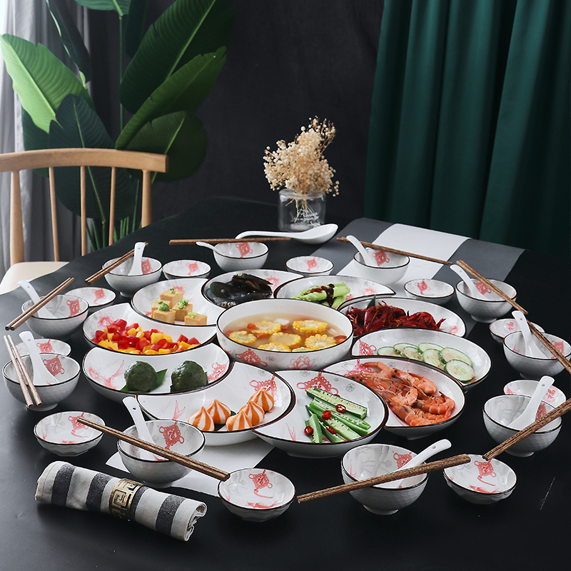 Creative Network Red Household with Moon Disk Dish Dish Package of New Year Round Table Plate Ceramic Plate