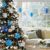 Christmas decoration atmosphere layout ceiling vertical body color snowflake hanging decoration shop roof ceiling pendant snowflake string