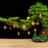 Подвеска с новогодним украшением, подвеска из золотых монет в виде бонсай в помещении, новогодний кулон для сбора богатства на открытом воздухе, макет сцены Весеннего фестиваля