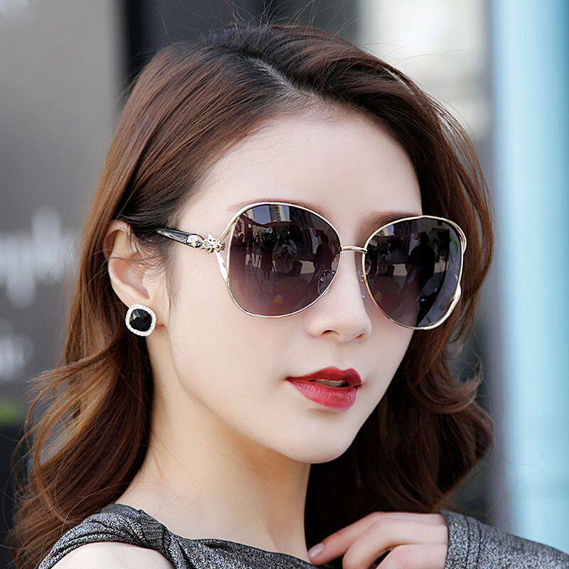 2021 new large frame polarized sunglasses anti-UV round face big face thin sunglasses female summer fashion