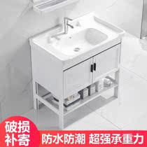 Wash tray cabinet combination light luxury marble bathroom cabinet set wash tray wash basin mirror cabinet toilet wash