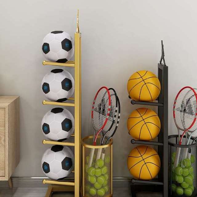 Home Living Room Placed Basketball Football Racks Indoor Volleyball Badminton Tennis Racket Sport Supplies Containing baskets