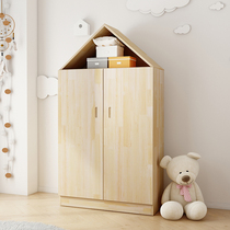 Solid wood childrens wardrobe Home bedroom Nordic modern simple pine small wooden cabinet storage cabinet wooden wardrobe