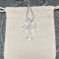 Cross trendy colorful necklace Unisex retro jewelry Simple style mixed material necklace Versatile multi-color cross chain