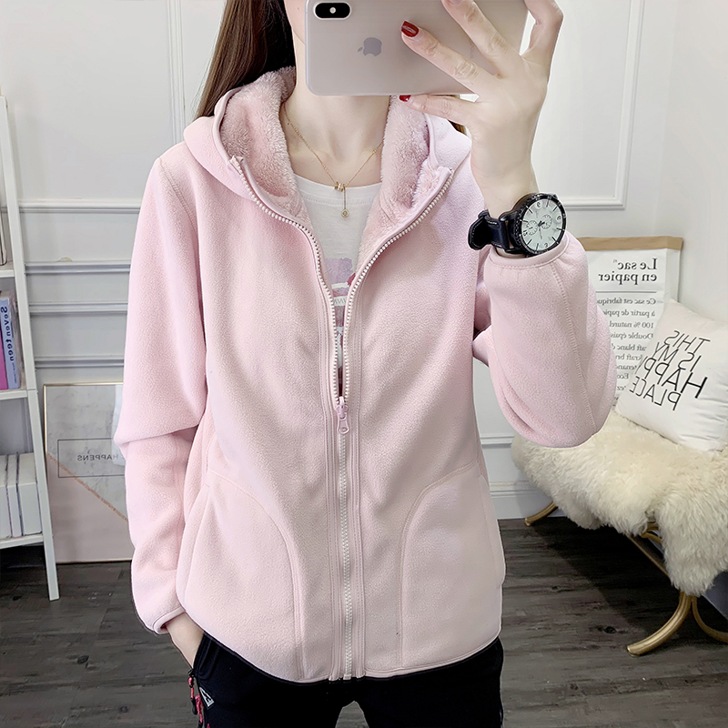 Double face wearing coral suede Grip Suede Jacket Woman thickened Even cap Catch Velvety Coat Men's Clothing Autumn Winter Rocking Grain Flannel