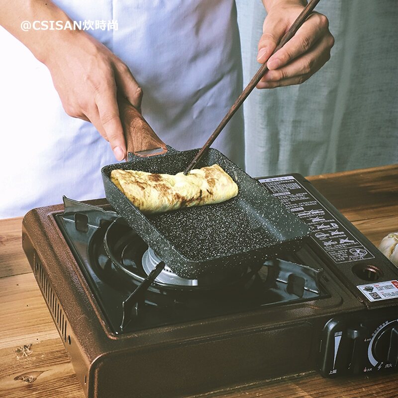 Medical stone jade burning boiler square thick egg burning not to be covered with egg roll breakfast pot Japanese style flat bottom small frying pan fried egg pan