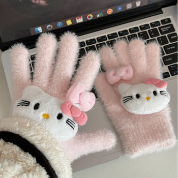 Cute kitty sauce ~ new autumn and winter furry cat gloves cute warm winter cycling gloves