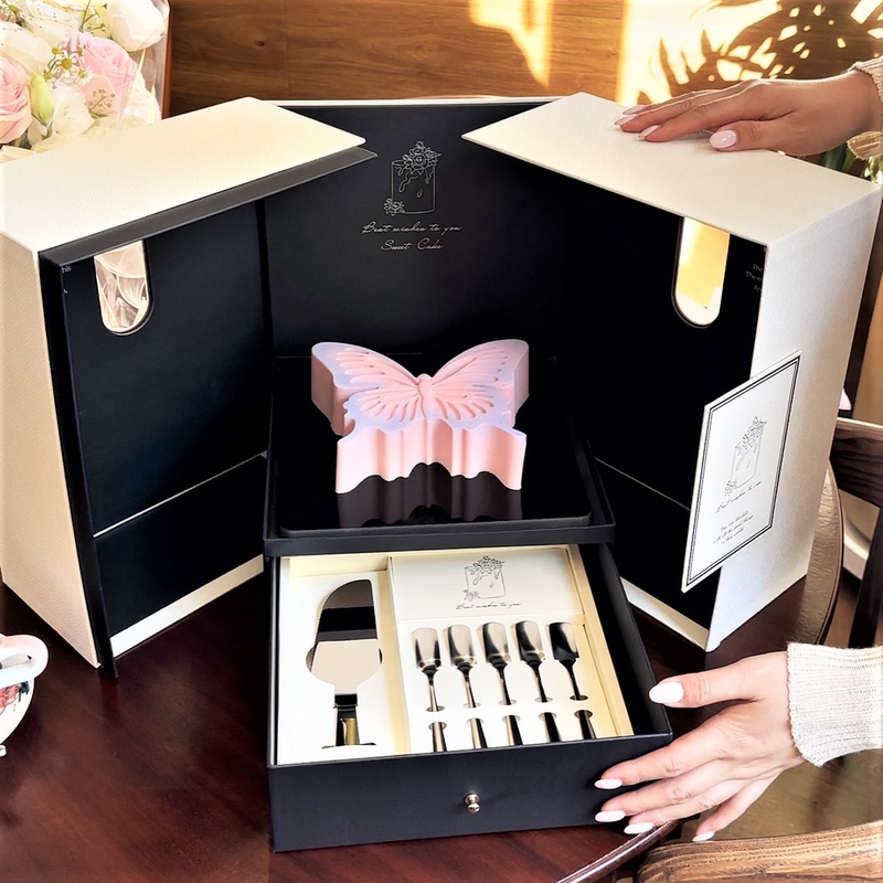 6inch 8inch Mousse Cake Birthday High-End Luxury Gift Box Factory Direct Sales Can Be Paired with Stainless Steel Cutlery