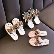 Girl sandals outside wearing children Butterfly knot cute princess Baotou Semi-slippers Anti-slip soft bottom beach Shoe