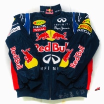 F1 Racing Suit Red Bull Racing Retro Preppy Jacket Cotton Full Embroidery Loose Cycling Cotton Jacket In Stock