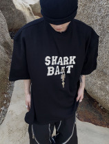 CulturE Niche high-end lock key design printed letter T-shirt mens loose couple fashion cool top