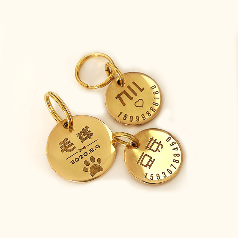 Pure copper dog tag lettering anti-loss tag teddy small nameplate large dog golden retriever labrador pet tag customization