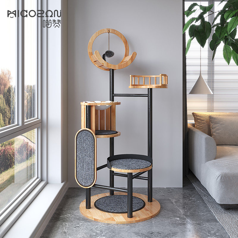 Meow Zan solid wood cat climbing frame cat tree integrated big cat rack villa cat grinding claw board supplies multi-functional toy