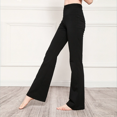 Черные штаны для йоги для взрослых, штаны-клёш, свободный прямой крой
