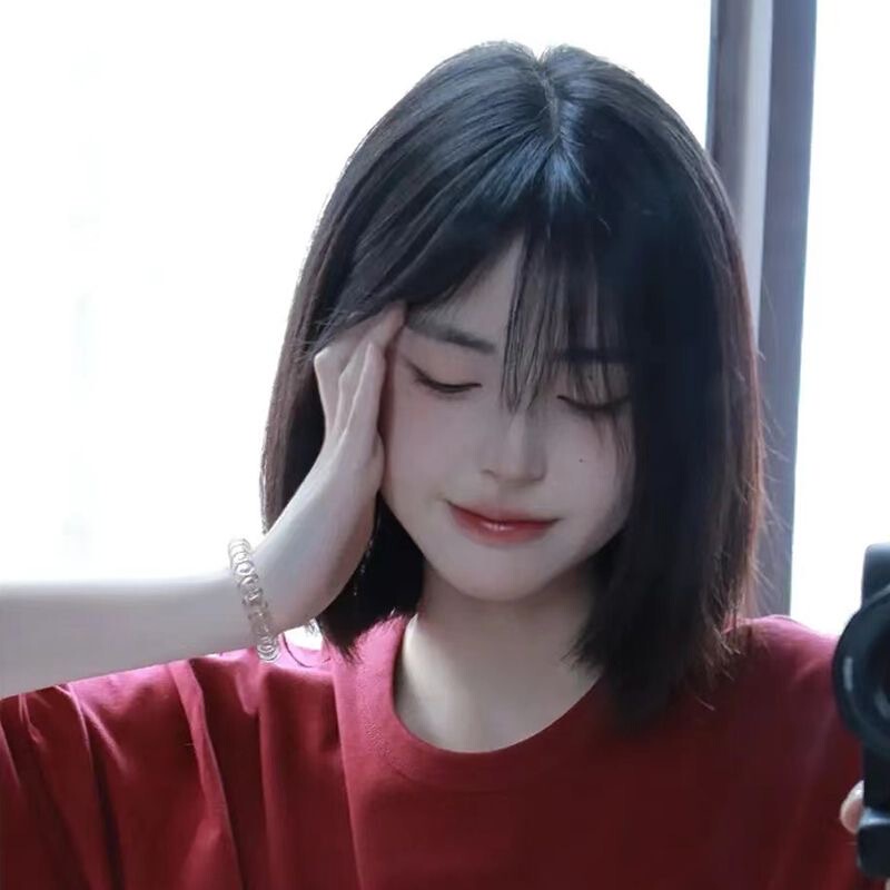 Wig Short Hair Female Internet Celebrity Short Hair Daily Bob Natural Bangs Full Wig Cute Lolita Realistic Short Straight Hair