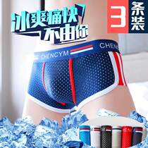 Underwear Male Ice Silk Four-corner Mesh Breathable Flat Angle Pants Ultra Slim Sexy Trendpants Head Summer Mesh Low Waist Pants Underpants