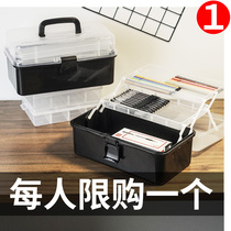 Art student toolbox transparent three-layer nail artist special painting stationery box plastic portable