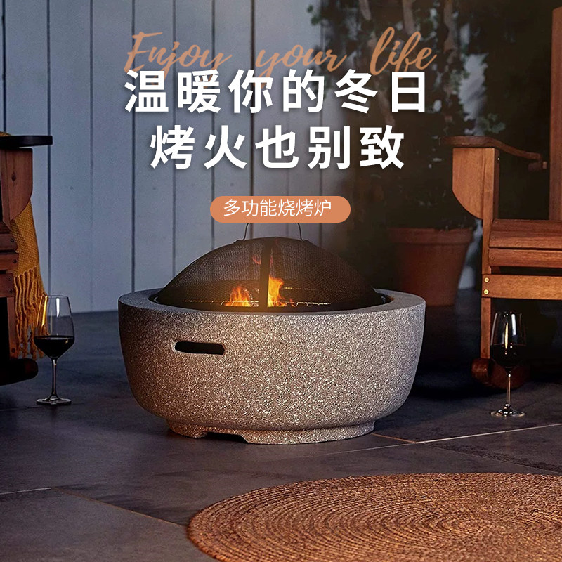 Home Baking Fire Basin Charcoal Patio Enclosed Stove Boiled Tea Barbecue Grill Table Baking Oven Outdoor Barbecue Grill Indoor Heating Stove-Taobao