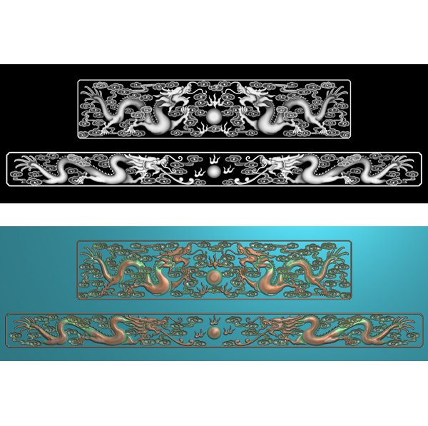 LF-6122 Carved grayscale figure two dragon play beads Xiangyun bucket hoard warehouse plate hollow wireless