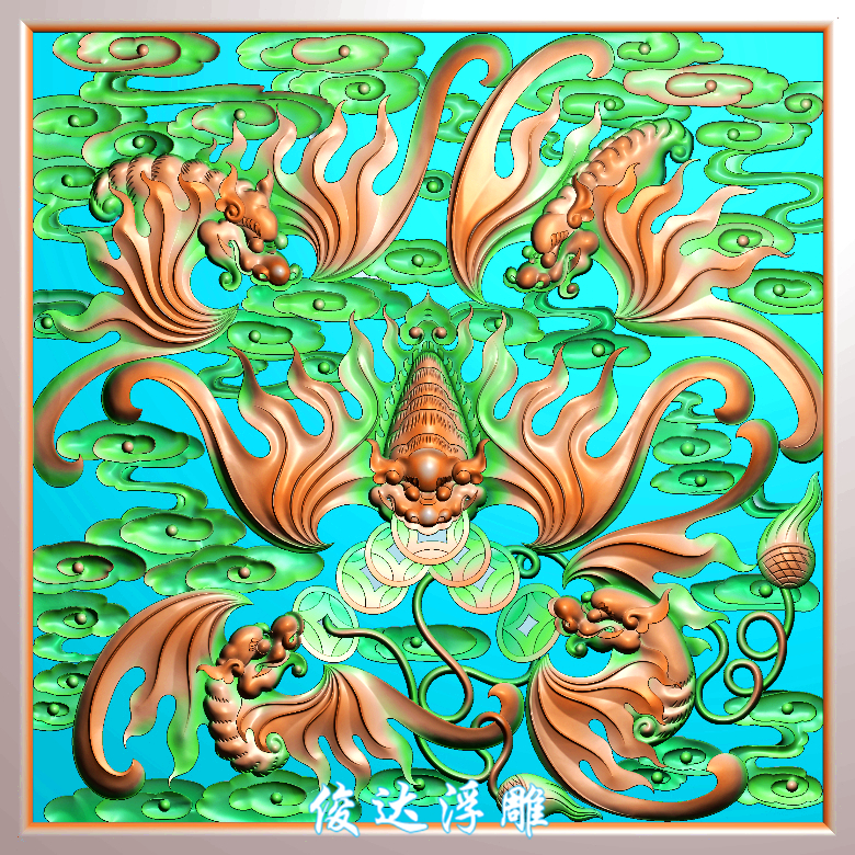 Junda relief Five - Fukuo Bat hollowed five bats fine - sculpture of JDP relief image