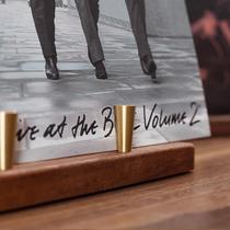 Vinyl record rack brass solid wood display bracket LP vinyl cabinet CD rack vertical storage and organization desktop shelf