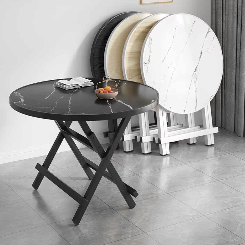 Small round table Folds Fold Small Family Dining Table Apartment Small Dining Table 2 People Table Outdoor Portable Folding Table