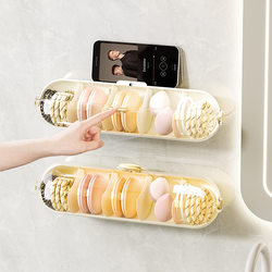 Powder puff storage box dust-proof bathroom toilet beauty egg storage rack wall-mounted mirror cabinet makeup cotton hair rope storage
