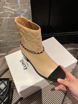Fashion Little Fragrant Style Martin Boots Women 2022 Autumn New French Style British Style Retro Color Matching Leather Thick Heel Short Boots