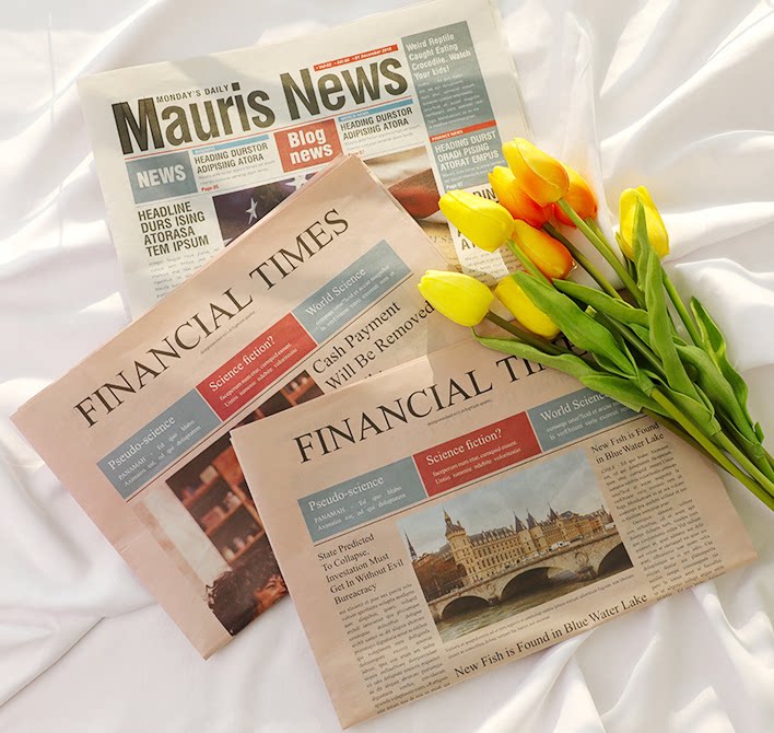 Photo studio photography props newspaper retro magazine travel photo fashion pink English newspaper photo wallpaper