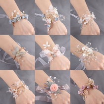 Bridesmaid group wrist flower Super fairy sister group hand flower bracelet Wedding gift supplies exquisite Korean simple dance flower