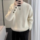 Men's waffle round neck loose fleece sweatshirt